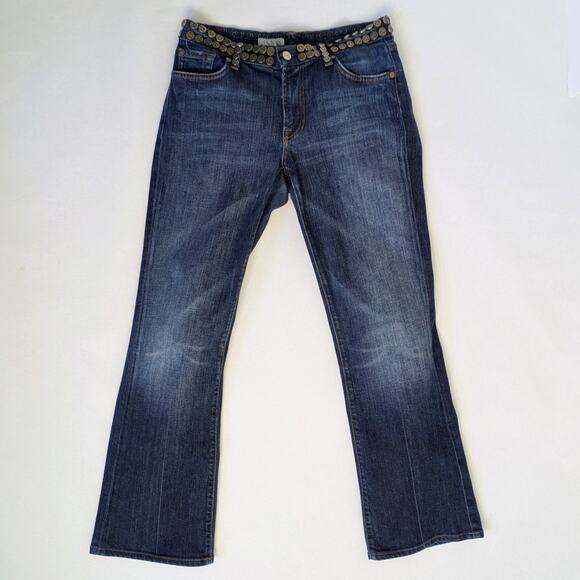 7FAM x Zac Posen Jeans 31 Blue Studded Bootcut Low Rise Y2K Vtg - Picture 1 of 13